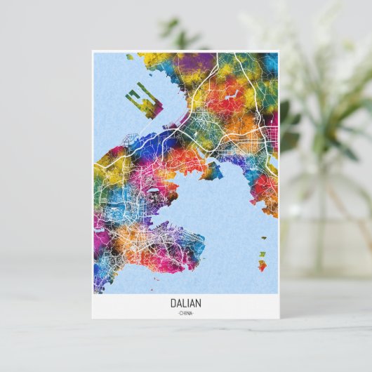 Kaart van Dalian China (Staand voorkant)