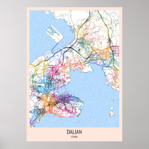 Kaart van Dalian China Poster
