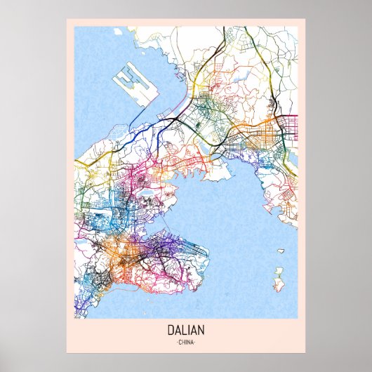 Kaart van Dalian China Poster (Voorkant)