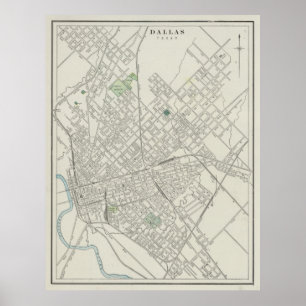 kaart van Dallas Texas (1901) Poster