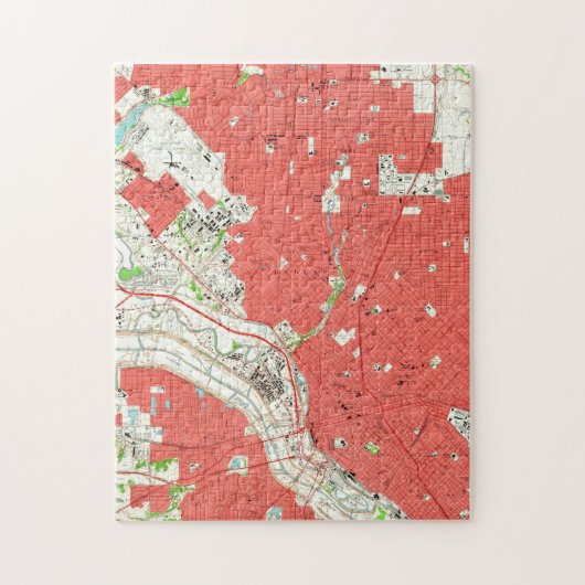 kaart van Dallas Texas (1958) 2 Legpuzzel (Verticaal)