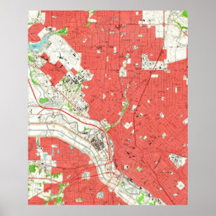  kaart van Dallas Texas (1958) 2 Poster