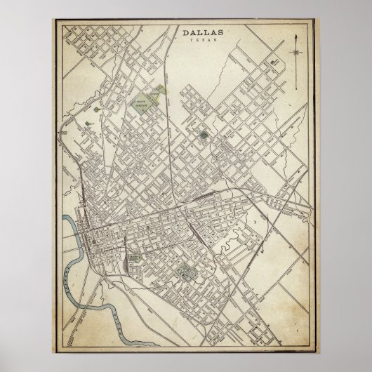 kaart van Dallas, TX (1890) Poster (Voorkant)