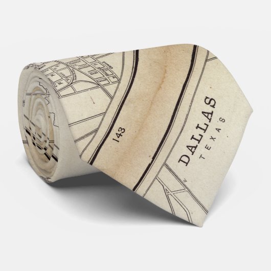  kaart van Dallas, TX (1890) Stropdas (Opgerold)