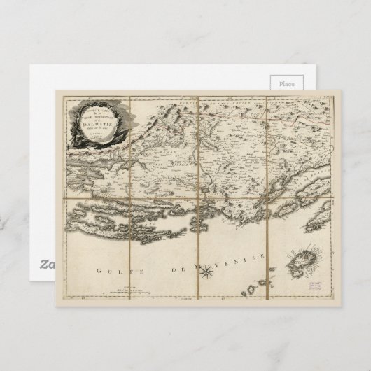 Kaart van Dalmatia, Kroatische kust en eilanden (1 (Voorkant / Achterkant)