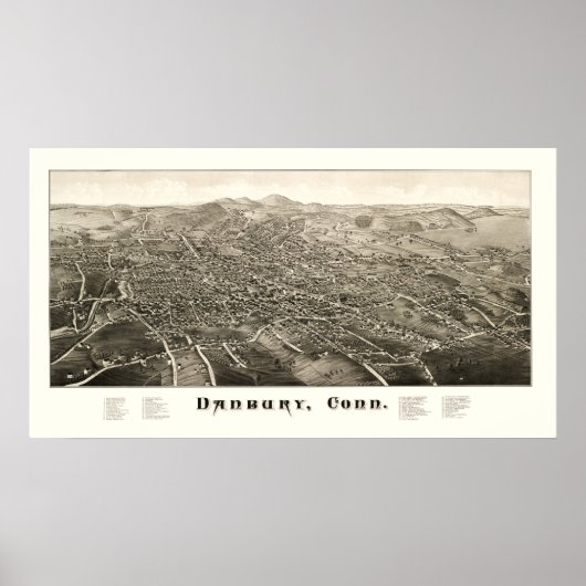 Kaart van Danbury, Connecticut uit 1876 Poster (Voorkant)