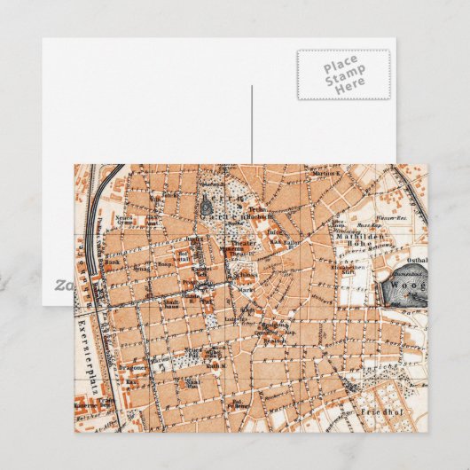 kaart van Darmstadt Duitsland (1905) (Voorkant / Achterkant)