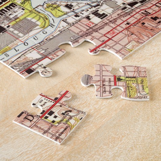 kaart van Davenport Iowa (1953) Legpuzzel (Zijkant)