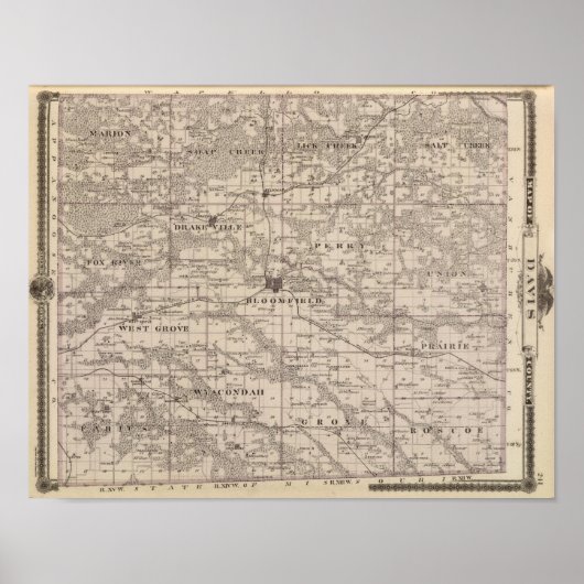 Kaart van Davis County, staat Iowa Poster (Voorkant)