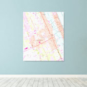 kaart van Daytona Beach Florida (1952) Canvas Afdruk (Insitu (Houten vloer))