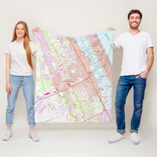 kaart van Daytona Beach Florida (1952) Fleece Deken