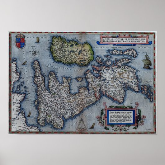 Kaart van de 16e eeuw van Engeland Poster (Voorkant)