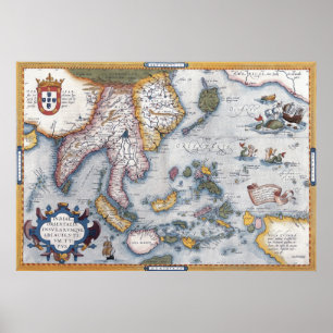 kaart van de 16e eeuw van Zuidoost-Azië Poster