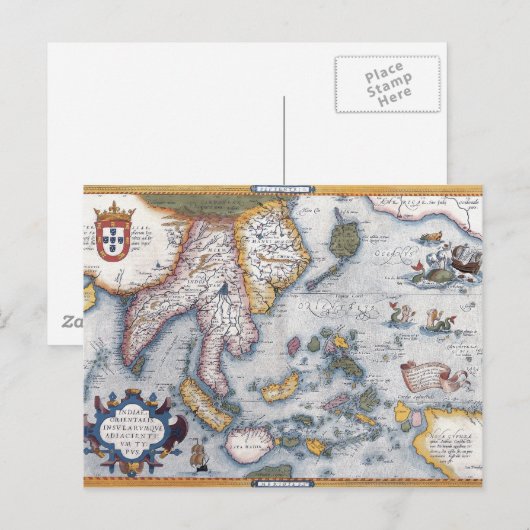 Kaart van de 16e eeuw voor Zuidoost-Azië en Indone (Voorkant / Achterkant)