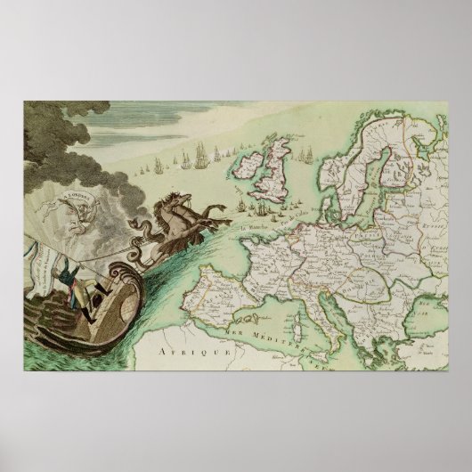 Kaart van de aanval van de marine op Engeland door Poster (Voorkant)