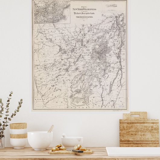  kaart van de Adirondacks New York Poster (Keuken)