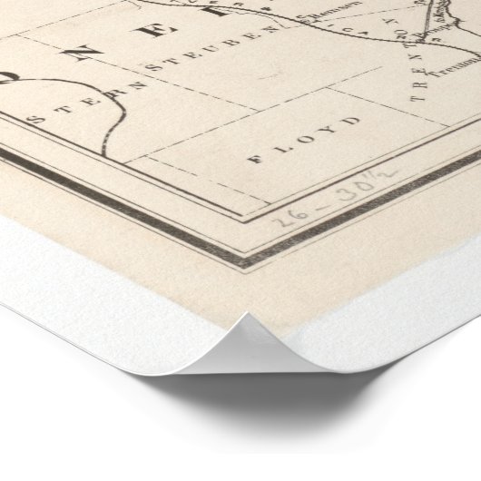  kaart van de Adirondacks New York Poster (Hoek)