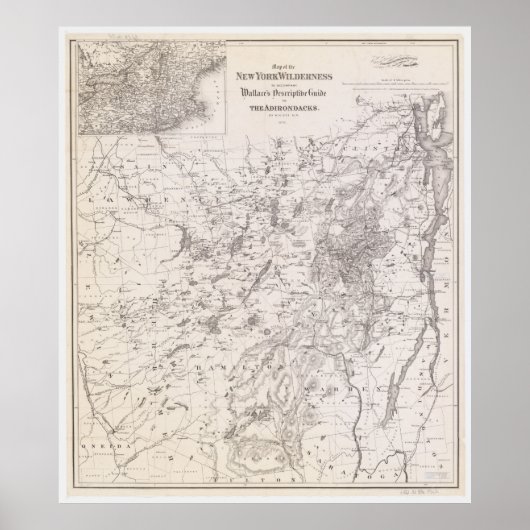  kaart van de Adirondacks New York Poster (Voorkant)