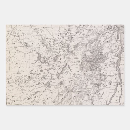  kaart van de Adirondacks New York Wrapping P Inpakpapier Vel (Voorkant 3)