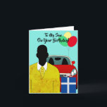 Kaart van de Afrikaanse Amerikaanse Son Happy Birt<br><div class="desc">Deze coole Birthday-kaart is voorzien van een silhouet van een Afrikaans-Amerikaanse man met een mosterdkleurig pak en stropdas. Haal deze kaart voor een verdienstelijke zoon om je waardering te shows.</div>