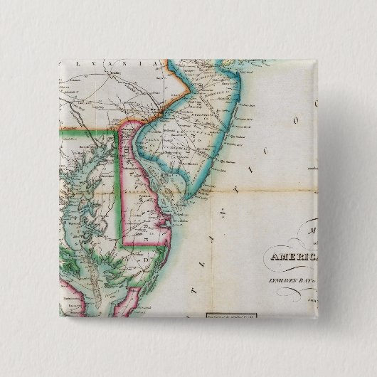Kaart van de Amerikaanse kust Vierkante Button 5,1 Cm (Voorkant)