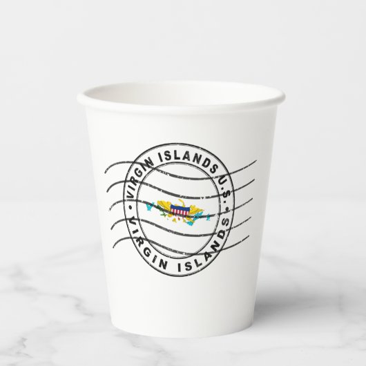 Kaart van de Amerikaanse Maagdeneilanden, poststem Papieren Bekers (Voorkant)