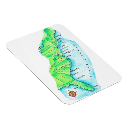 Kaart van de Amerikaanse oostkust Magneet (Rechterzijde)