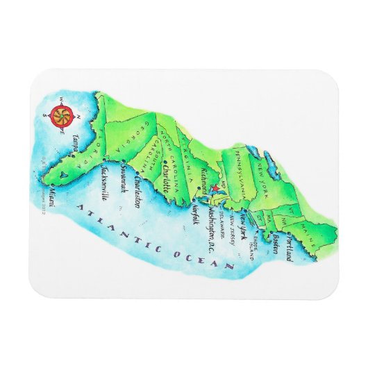 Kaart van de Amerikaanse oostkust Magneet (Horizontaal)