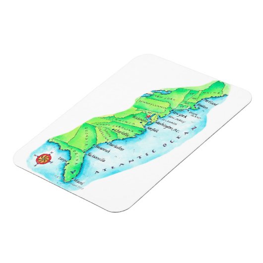 Kaart van de Amerikaanse oostkust Magneet (Linkerzijde)
