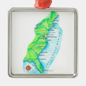 Kaart van de Amerikaanse oostkust Metalen Ornament (Voorkant)