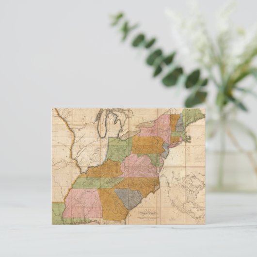  kaart van de Amerikaanse postwegen (1804) (Staand voorkant)