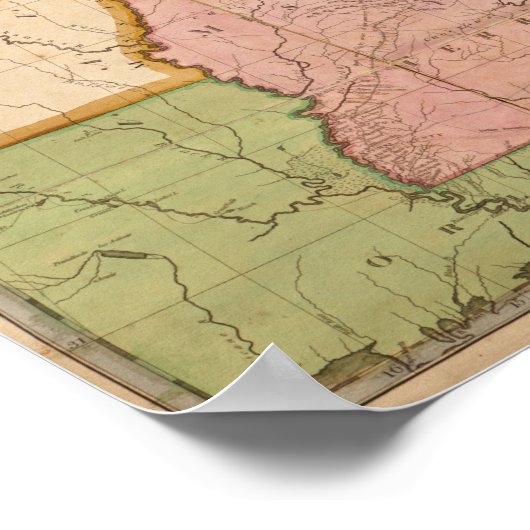  kaart van de Amerikaanse postwegen (1804) Poster (Hoek)