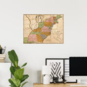  kaart van de Amerikaanse postwegen (1804) Poster (Thuiskantoor)