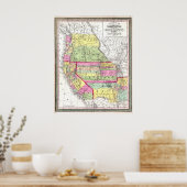 kaart van de Amerikaanse West-Californische Orego Poster (Keuken)