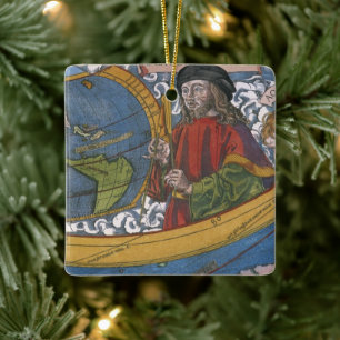 Kaart van de Amerika's met ontdekkingsreiziger Ame Keramisch Ornament