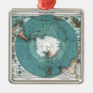 Kaart van de Antarctis Metalen Ornament