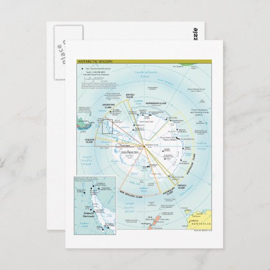 Kaart van de Antarctische regio (Voorkant / Achterkant)