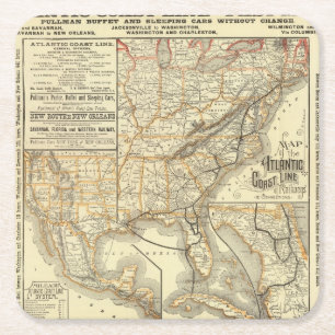 Kaart van de Atlantische kust Kartonnen Onderzetters