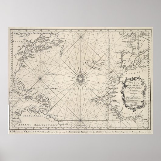  kaart van de Atlantische Oceaan (1746) Poster (Voorkant)