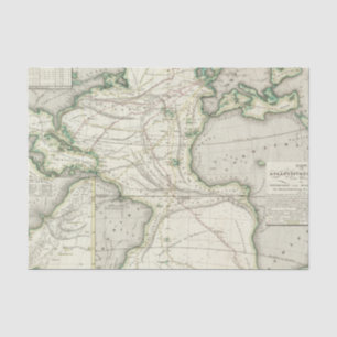 Kaart van de Atlantische Oceaan Tissuepapier