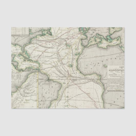 Kaart van de Atlantische Oceaan Tissuepapier (Voorkant)