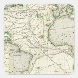 Kaart van de Atlantische Oceaan Vierkante Sticker
