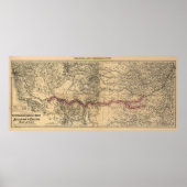 Kaart van de Atlantische spoorweg en de Stille Oce Poster (Voorkant)