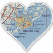  kaart van de Atlantische stad Sticker (Voorkant)