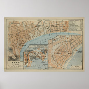  kaart van de Azerbeidzjan Baku (1914) Poster