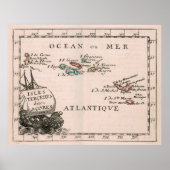  kaart van de Azoren (1682) Poster (Voorkant)