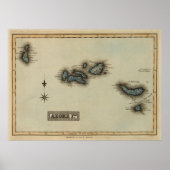 Kaart van de Azoren (1823) Poster (Voorkant)
