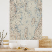  kaart van de baai van Narragansett (1888) Poster (Keuken)