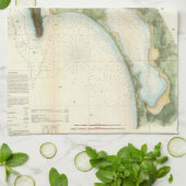  kaart van de baai van San Diego (1857) Theedoek (Gevouwen)