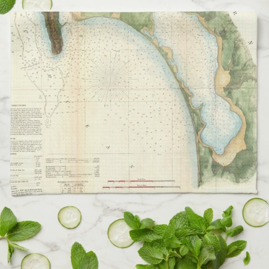  kaart van de baai van San Diego (1857) Theedoek (Gevouwen)